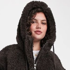 New ASOS Purple and Black Oversized Teddy Parka